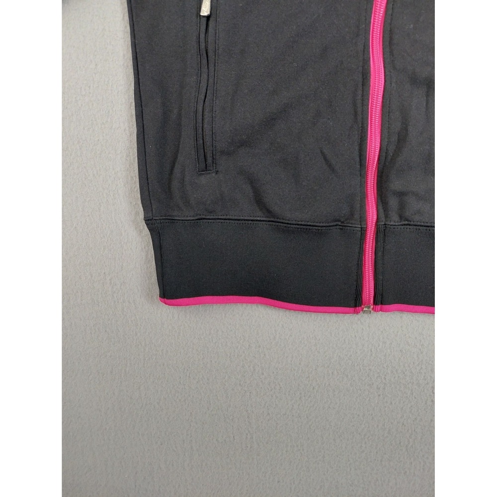 Nike Women Track Jacket M Black Pink Swoosh Logo Full Zip Mock Neck Retro Y2K - Picture 4 of 16